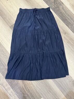 J. Jill Navy Tiered Drawstring Maxi Skirt